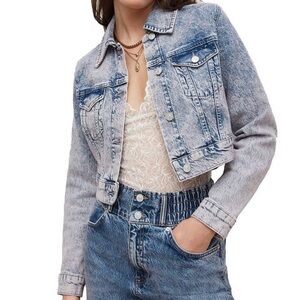 All Saints jinx cropped denim jacket tinted indigo. Size US 10